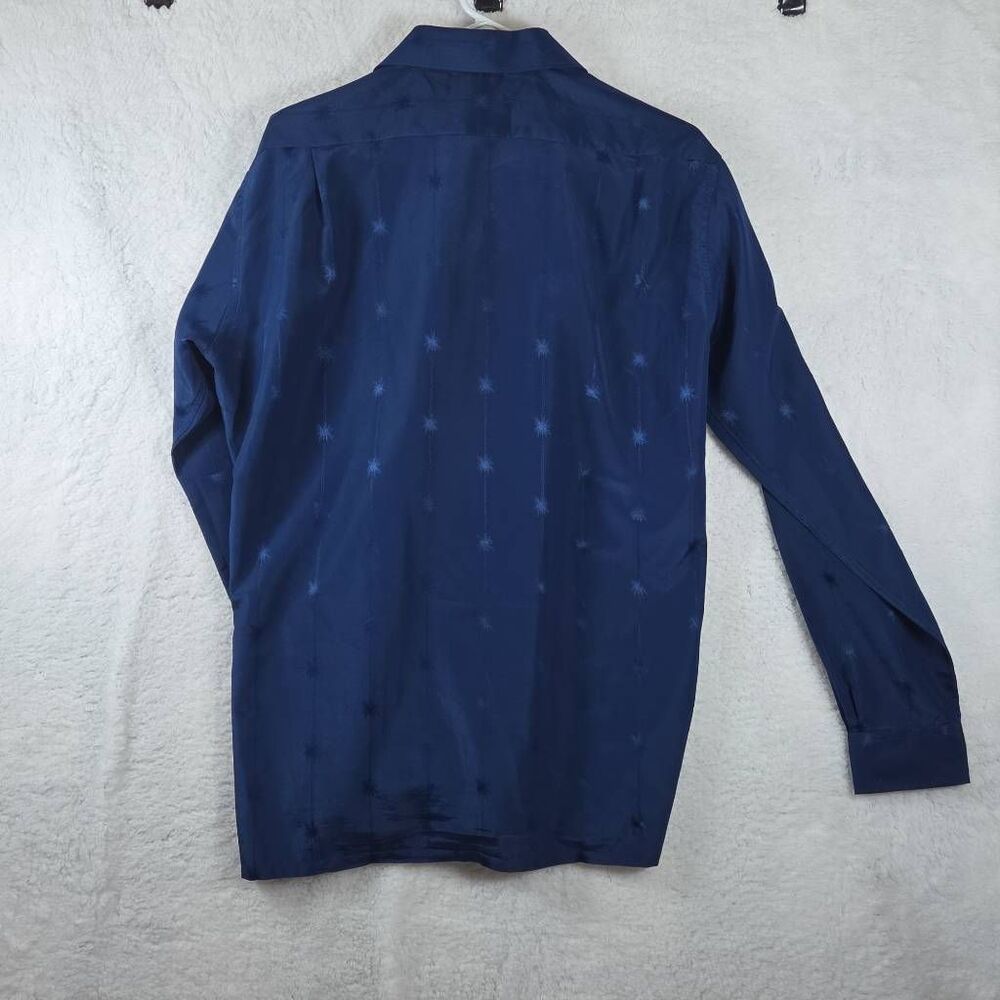 D'Avila Men's Embroidered Long Sleeve Button-up Disco Shirt Blue‎ Large - Picture 7 of 8